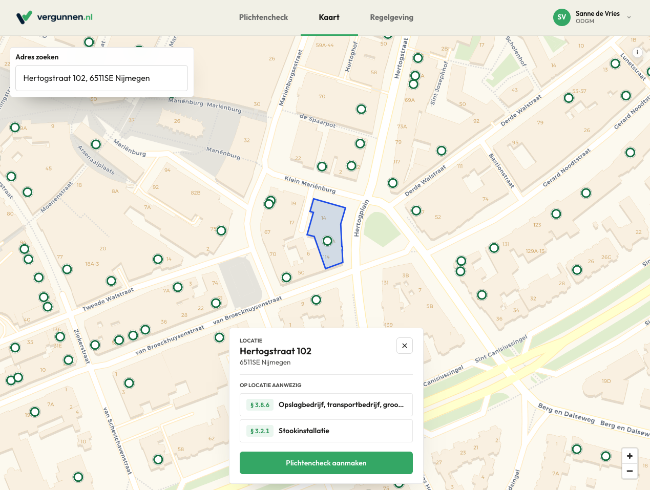 Schermafbeelding: locatie en aanwezige activiteiten verkennen op de kaart